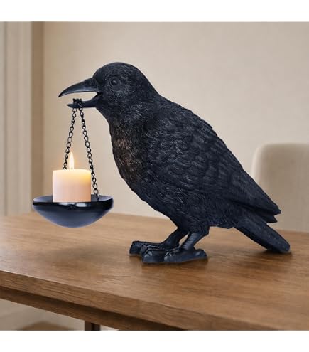 Amazon.com: Gothic Crow Lamp with Tealight Candle Holder Resin